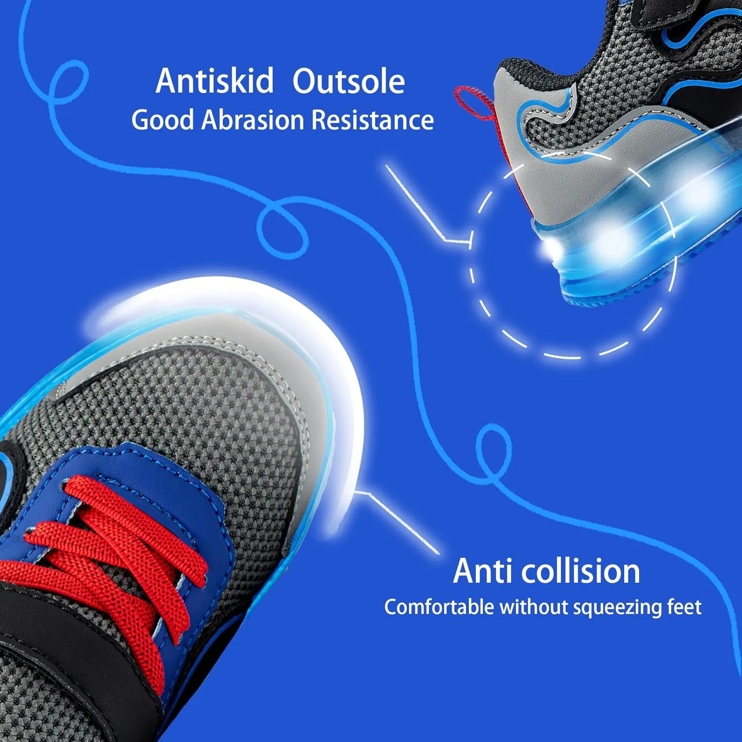 ZKA Light Up Shoes for Boys AMD Girls Toddler Size 5 to Little Kid Size 13 Walking Running Tennis Casual Fashion Sport