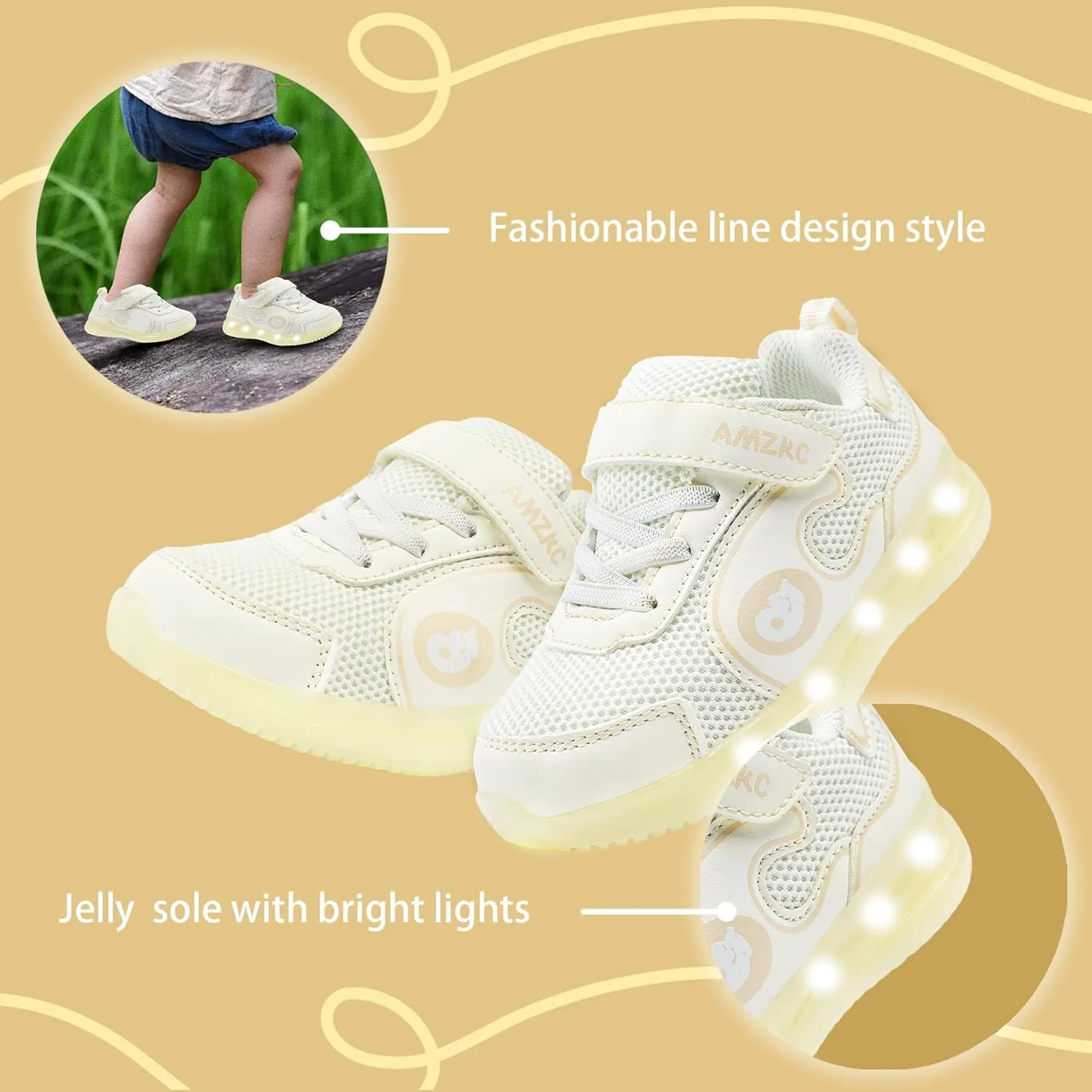ZKA Light Up Shoes for Boys AMD Girls Toddler Size 5 to Little Kid Size 13 Walking Running Tennis Casual Fashion Sport