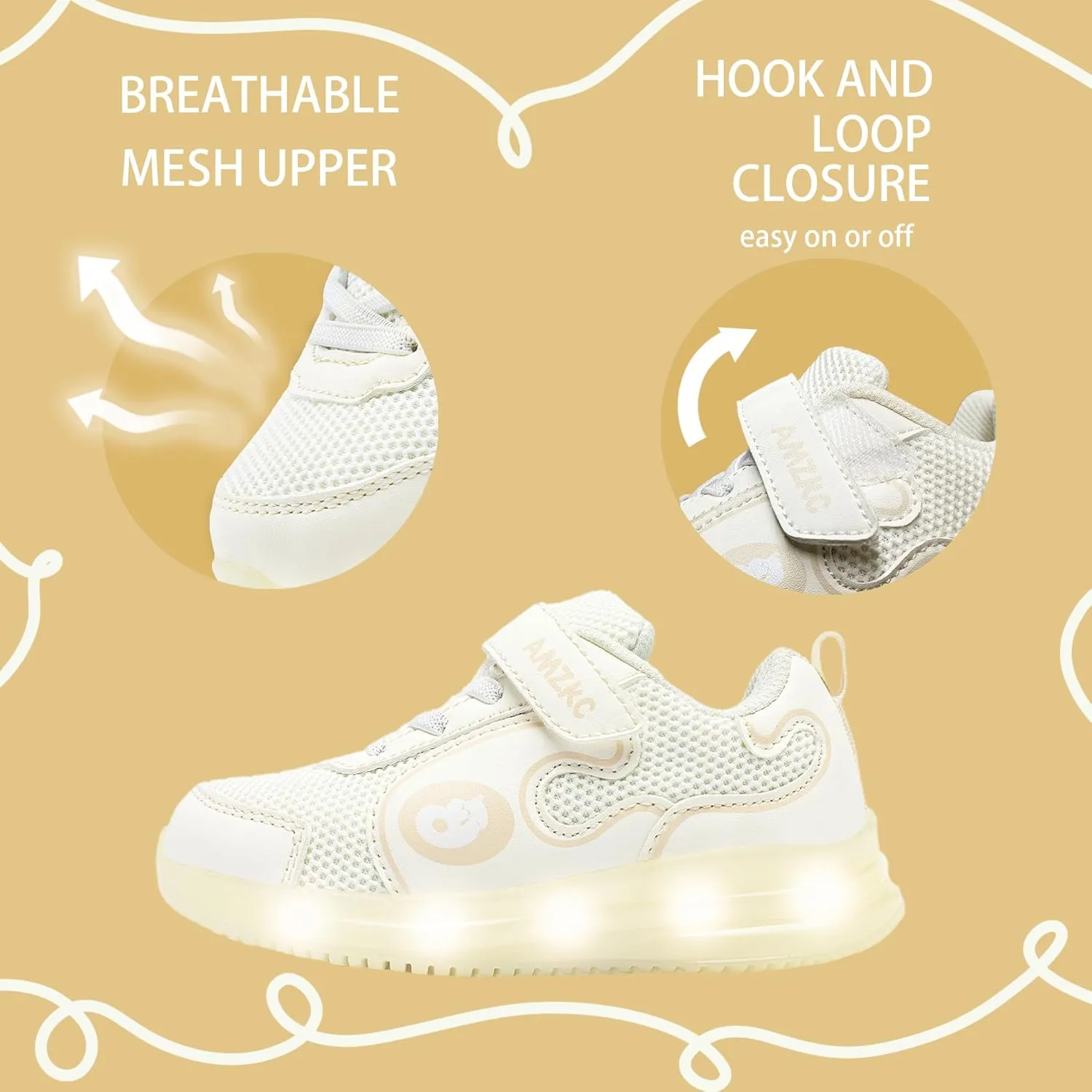 ZKA Light Up Shoes for Boys AMD Girls Toddler Size 5 to Little Kid Size 13 Walking Running Tennis Casual Fashion Sport