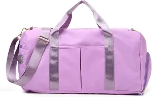 ZUEVI Sports Gym Duffel Bag for Men or Women Waterproof Weekender Travel Bag with Shoes Compartment Dry and Wet Separation for Training Swim Yoga, Purple, Gym Bag